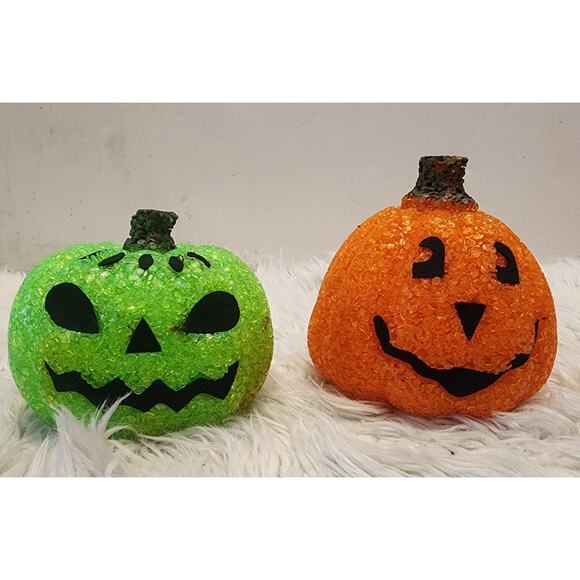 Set of 2 small Vintage Seasons Jack-O-Lantern Pumpkin. - Picture 2 of 5